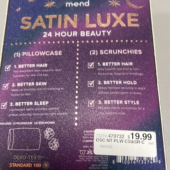 Mend Satin Haircare Kit 1 Pillowcase and 2 Scrunchies Gift Set - Picture 5 of 5